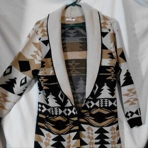 Maurices Black and Tan Patterned Cardigan